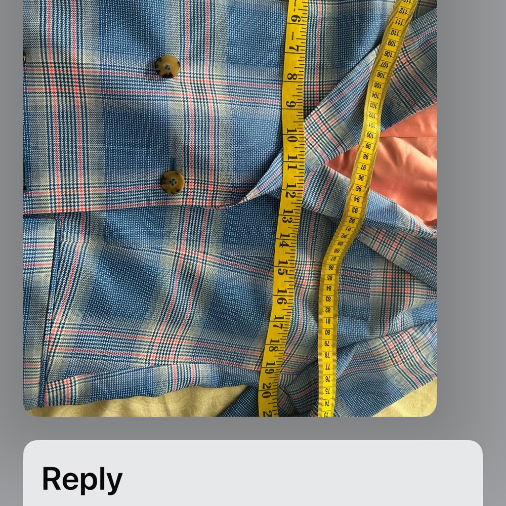 Essentiel Blue & Pink Plaid Double-Breasted Blazer - Picture 16 of 16